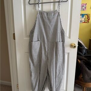 SHEIN Black and White Striped Jumpsuit